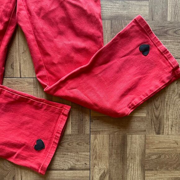 Lazy Oaf Red Heart Denim Kick Flare high waisted trousers - Picture 4 of 5